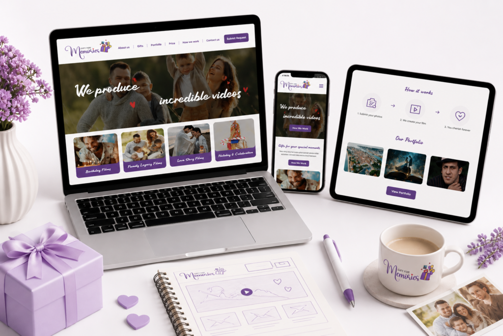 Website Design, Branding & SEO for Gift For Memories