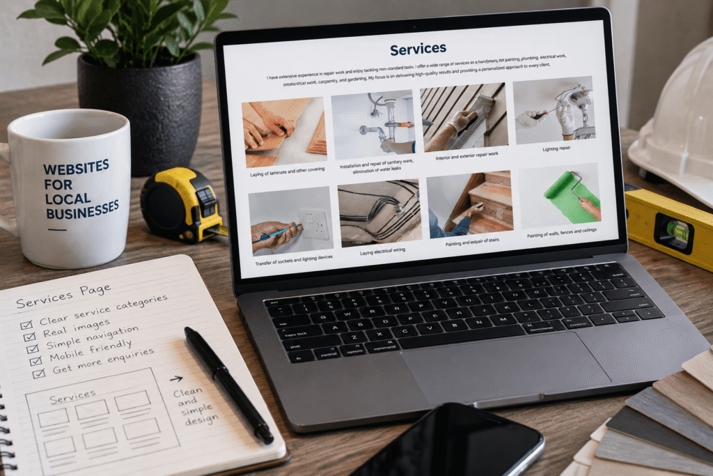 Responsive website design for a local construction and repair business in Oxfordshire