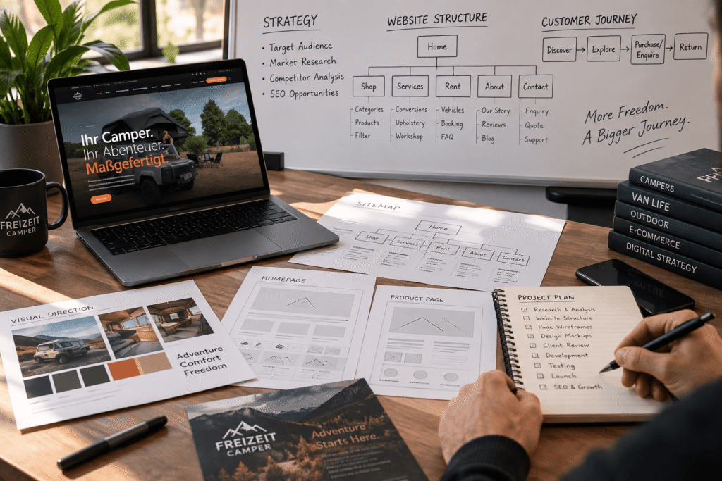 Website strategy, architecture and customer journey planning for Freizeit Camper