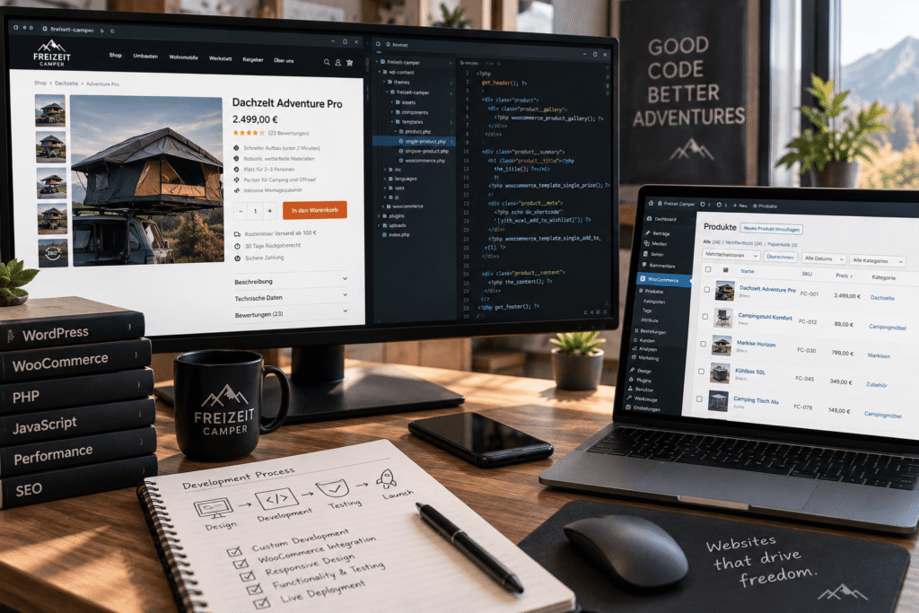 Custom WooCommerce website development for Freizeit Camper online shop