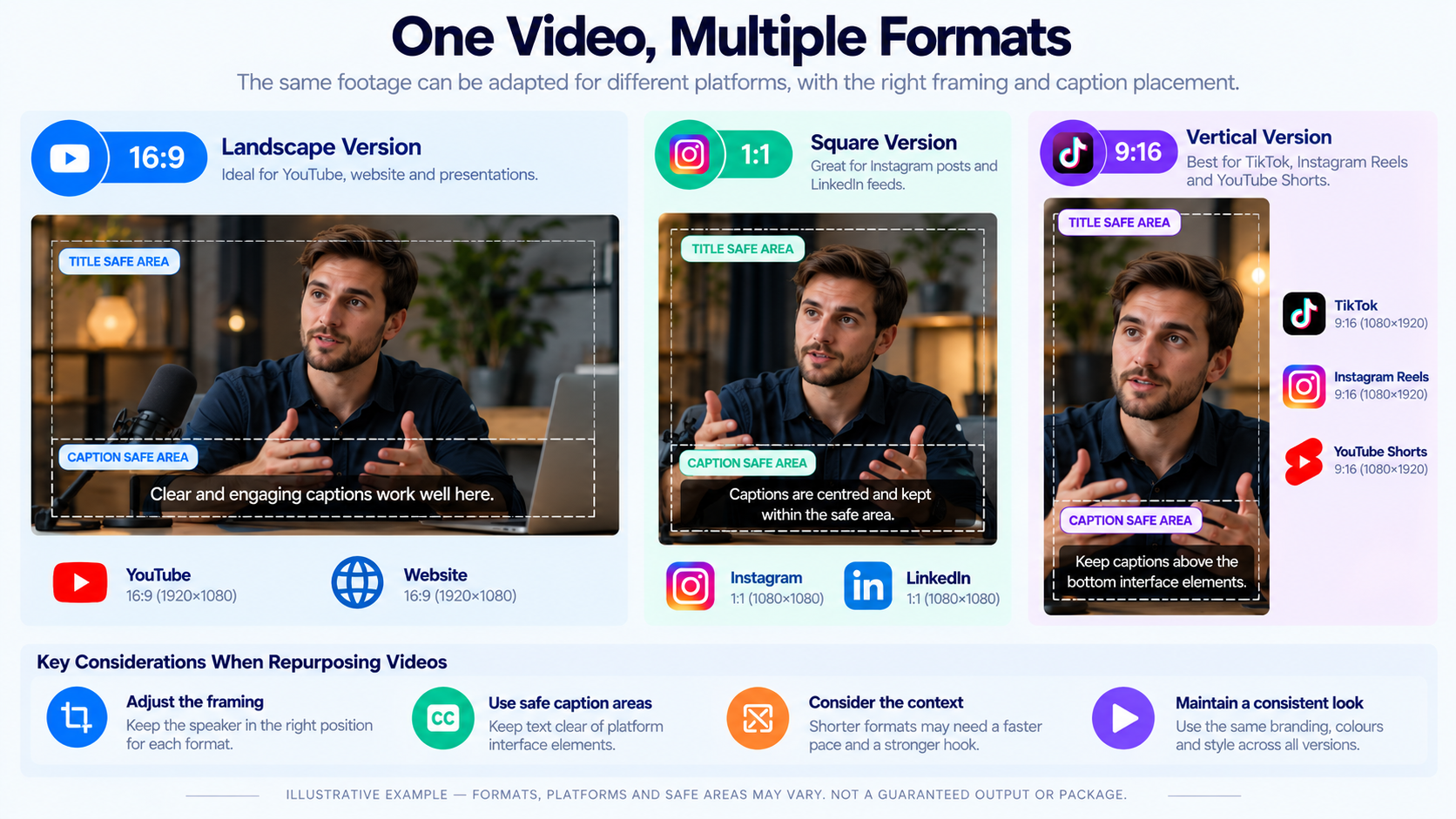 Comparison of landscape, square and vertical layouts for repurposed social videos